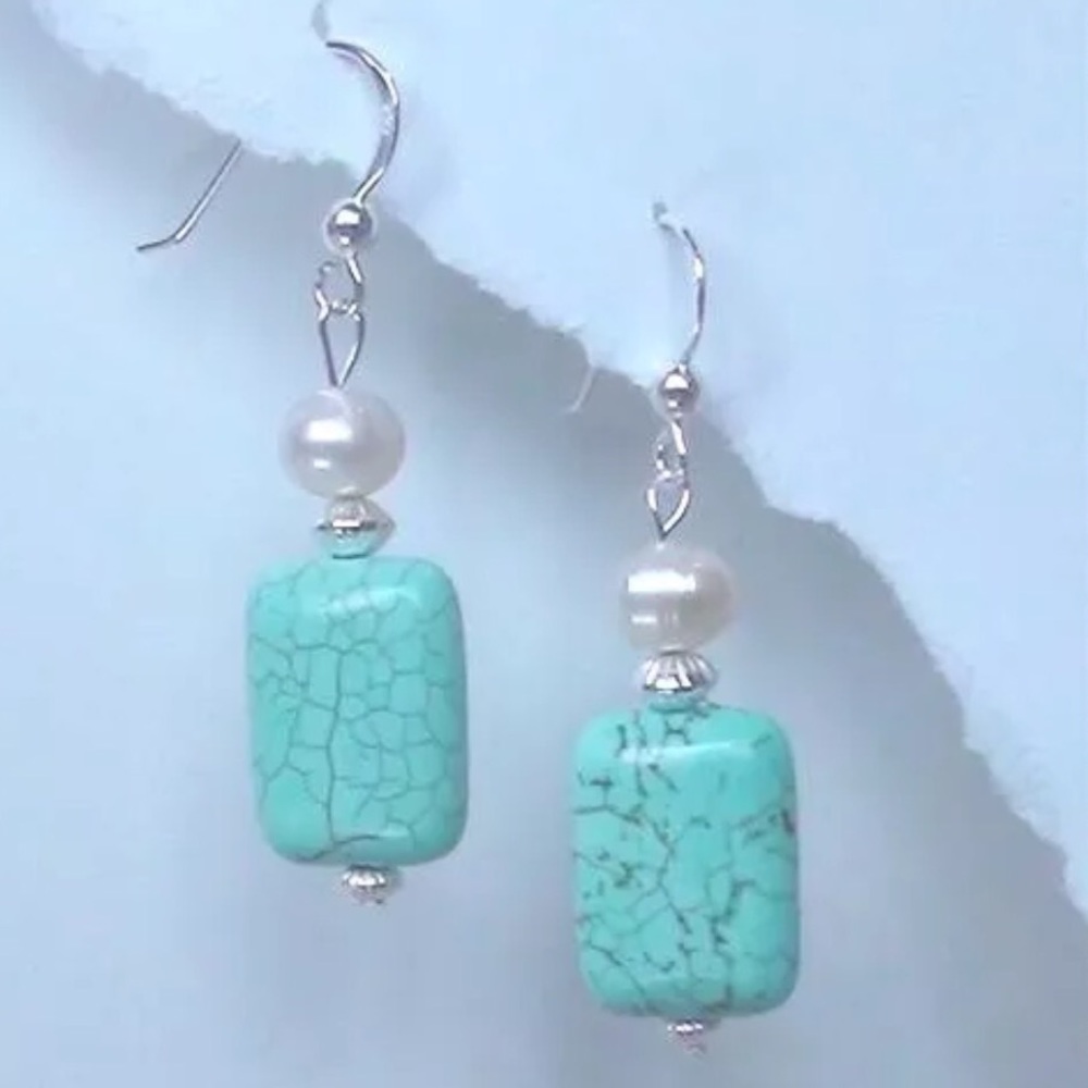 Turquoise Freshwater Pearl Sterling Silver Earring